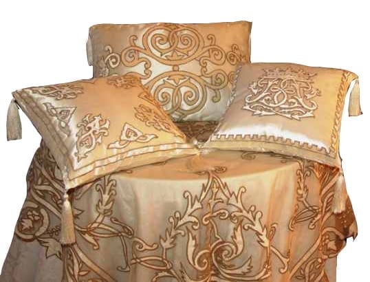 Cuscino in Velluto con foglia d'oro — Panna