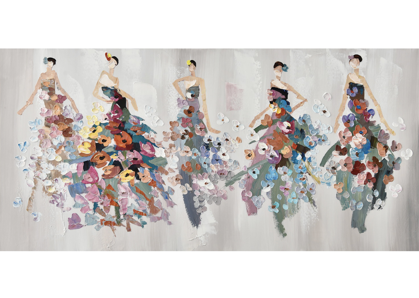 Quadro “Fiori eleganti” dipinto a mano su tela di cotone con colori  acrilici